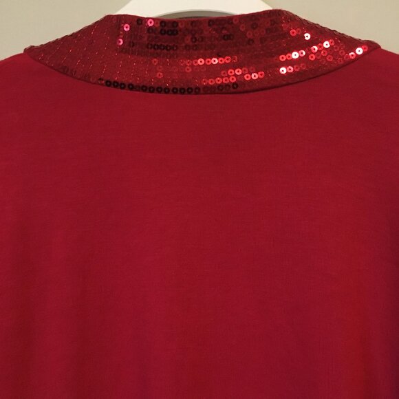 NWT Apple Red Sequin Trimmed Open Cardigan - Picture 7 of 13